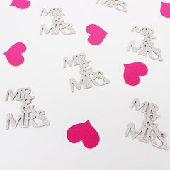 50 kpl/erä Mr&Mrs Confetti hääkoristeet Just Married Glitter-hopea hinta ja tiedot | Hauskat juhlapelit ja -tuotteet | hobbyhall.fi