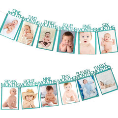 Vauvan 1. syntymäpäivän bannerit Poika Tyttö 12 kk Photo Bunting Baby Shower-1set banneri hinta ja tiedot | Hauskat juhlapelit ja -tuotteet | hobbyhall.fi