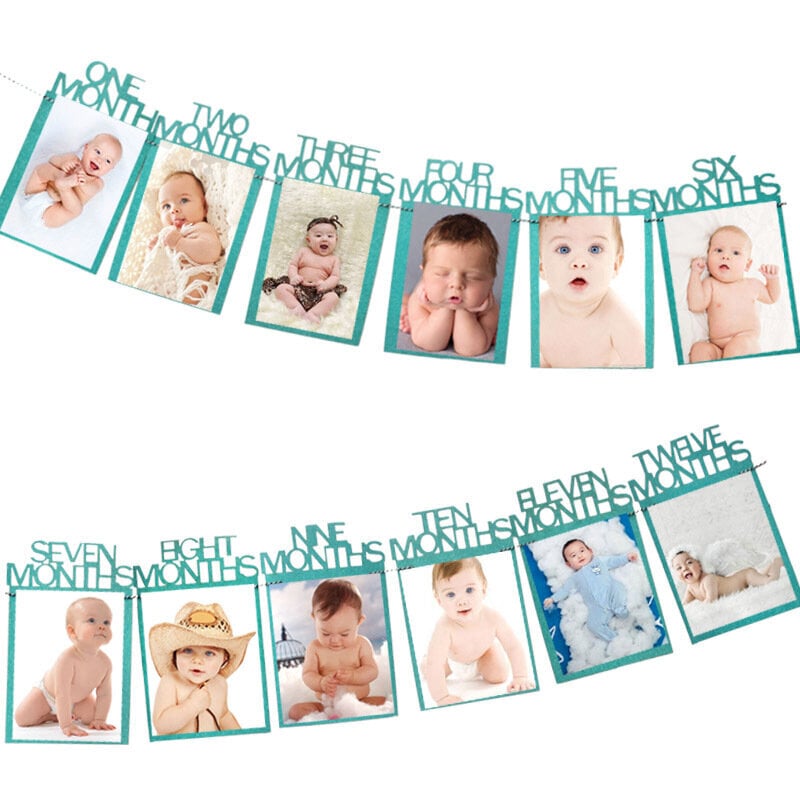 Vauvan 1. syntymäpäivän bannerit Poika Tyttö 12 kk Photo Bunting Baby Shower-1set banneri hinta ja tiedot | Hauskat juhlapelit ja -tuotteet | hobbyhall.fi