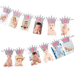 Vauvan 1. syntymäpäivän bannerit Poika Tyttö 12 kk Photo Bunting Baby Shower-1set banneri hinta ja tiedot | Hauskat juhlapelit ja -tuotteet | hobbyhall.fi