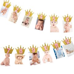 Vauvan 1. syntymäpäivän bannerit Poika Tyttö 12 kk Photo Bunting Baby Shower-1set banneri hinta ja tiedot | Hauskat juhlapelit ja -tuotteet | hobbyhall.fi