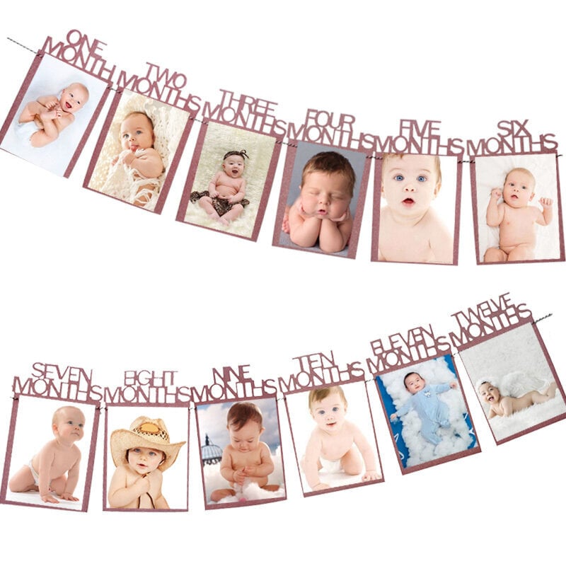 Vauvan 1. syntymäpäivän bannerit Poika Tyttö 12 kk Photo Bunting Baby Shower-1set banneri hinta ja tiedot | Hauskat juhlapelit ja -tuotteet | hobbyhall.fi