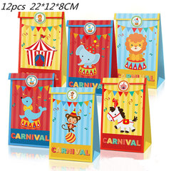 Cartoon Animal Baby Shower Happy Birthday Banner Carnival Circus-paperikassi 12 kpl hinta ja tiedot | Hauskat juhlapelit ja -tuotteet | hobbyhall.fi