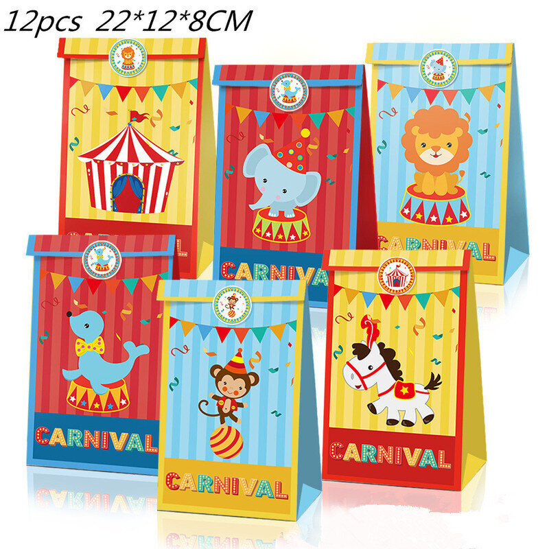 Cartoon Animal Baby Shower Happy Birthday Banner Carnival Circus-paperikassi 12 kpl hinta ja tiedot | Hauskat juhlapelit ja -tuotteet | hobbyhall.fi