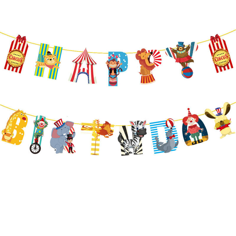 Sirkusteemat Happy Birthday Banner Baby Shower Syntymäpäiväjuhla-banneri 1 setti hinta ja tiedot | Hauskat juhlapelit ja -tuotteet | hobbyhall.fi