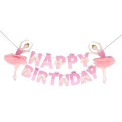 Suloinen ballerina-balettityttö banneri HAPPY BIRTHDAY Bowknot-Pink hinta ja tiedot | Hauskat juhlapelit ja -tuotteet | hobbyhall.fi