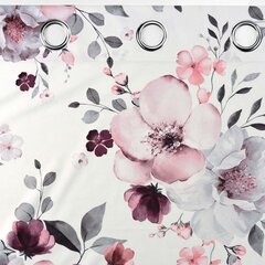 Douceur d'intérieur Velvet Flower -verho, valkoinen, 140 x 240 cm hinta ja tiedot | Verhot | hobbyhall.fi