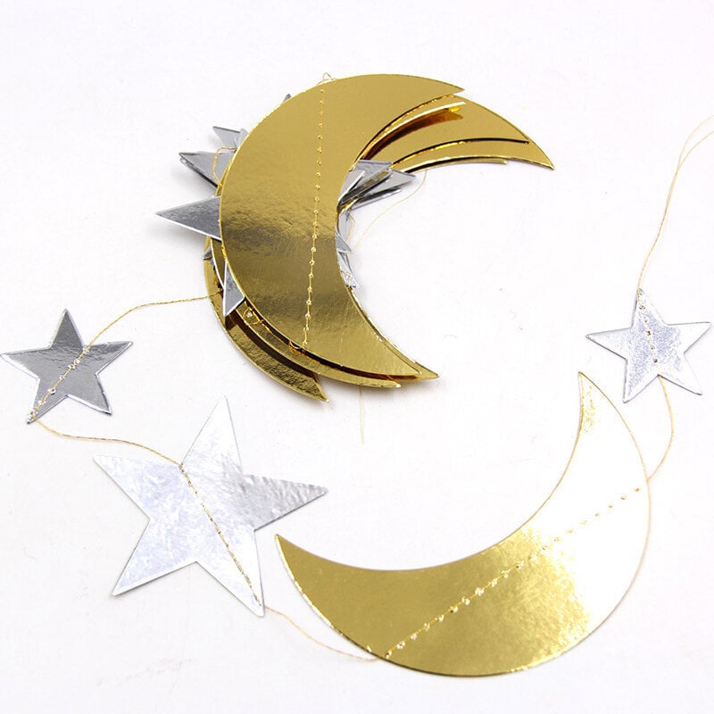 EID MUBARAK Banderolli Glitter EID Tähti Kuu Kirje Paperi Bunting Garland-2m Banner K hinta ja tiedot | Hauskat juhlapelit ja -tuotteet | hobbyhall.fi