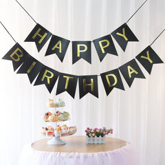 First Birthday Banner Baby Shower Happy 1 Birthday Bunting Banner-musta hinta ja tiedot | Hauskat juhlapelit ja -tuotteet | hobbyhall.fi