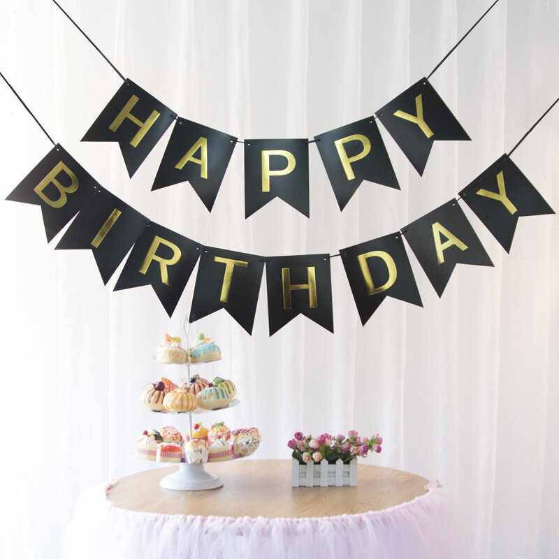 First Birthday Banner Baby Shower Happy 1 Birthday Bunting Banner-musta hinta ja tiedot | Hauskat juhlapelit ja -tuotteet | hobbyhall.fi