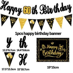 Hyvää 30. 40. 50. syntymäpäivää Banner Bunting syntymäpäiväjuhlat - Black 60. hinta ja tiedot | Hauskat juhlapelit ja -tuotteet | hobbyhall.fi