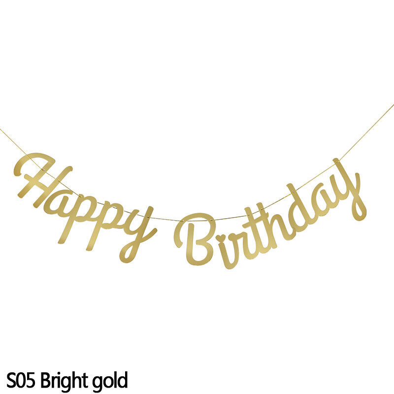 Happy Birthday Banneri Särmäyspaperi Syntymäpäiväjuhliin Riippuva Garland-P05 Bright Gold hinta ja tiedot | Hauskat juhlapelit ja -tuotteet | hobbyhall.fi