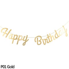 Happy Birthday Banderolli Särmäyspaperi Syntymäpäiväjuhla Riippuva Garland-P01 Gold hinta ja tiedot | Hauskat juhlapelit ja -tuotteet | hobbyhall.fi