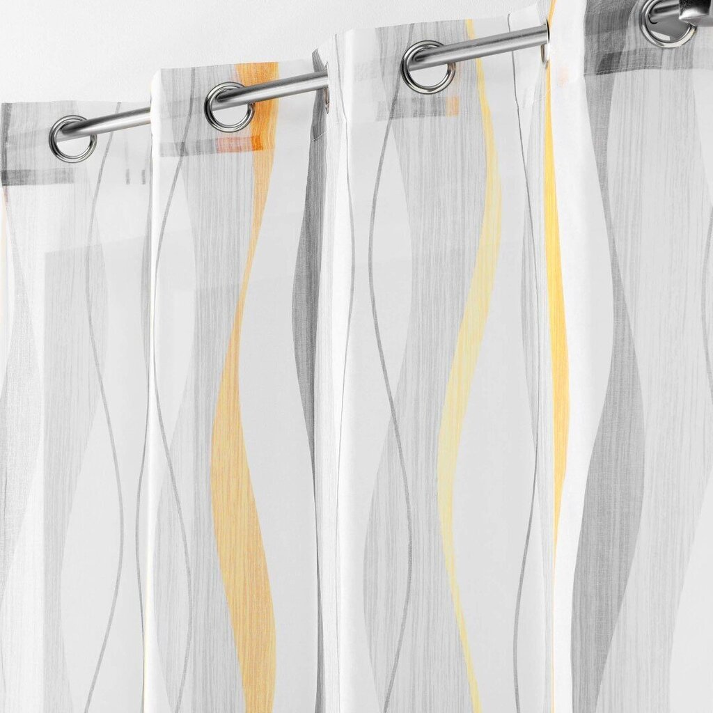 Douceur d'Intérieur Ondulys -verho, keltainen-valkoinen, 140 x 240 cm hinta ja tiedot | Verhot | hobbyhall.fi