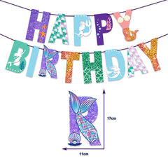 Happy Birthday Banner Mermaid Party Decor Mermaid Tail Shell Bunting-1set banneri K hinta ja tiedot | Hauskat juhlapelit ja -tuotteet | hobbyhall.fi