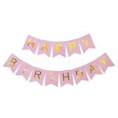 HAPPY BIRTHDAY Paperinen banneri 5 kpl Rose Gold Confetti-vaaleanpunaisella bannerilla hinta ja tiedot | Hauskat juhlapelit ja -tuotteet | hobbyhall.fi