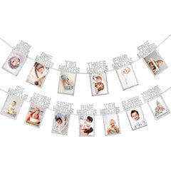 NewBorn 12 Months Photo Frame Banner First Happy Birthday -koriste - hopea hinta ja tiedot | Hauskat juhlapelit ja -tuotteet | hobbyhall.fi