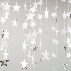 13 Ft Twinkle Iridescent Paper Star Pyöreä Garlands Flash Banner Happy-Silver Star hinta ja tiedot | Hauskat juhlapelit ja -tuotteet | hobbyhall.fi