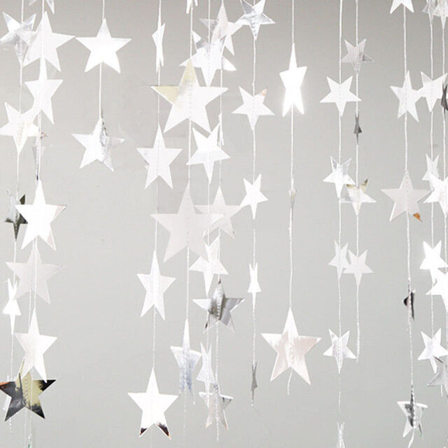 13 Ft Twinkle Iridescent Paper Star Pyöreä Garlands Flash Banner Happy-Silver Star hinta ja tiedot | Hauskat juhlapelit ja -tuotteet | hobbyhall.fi