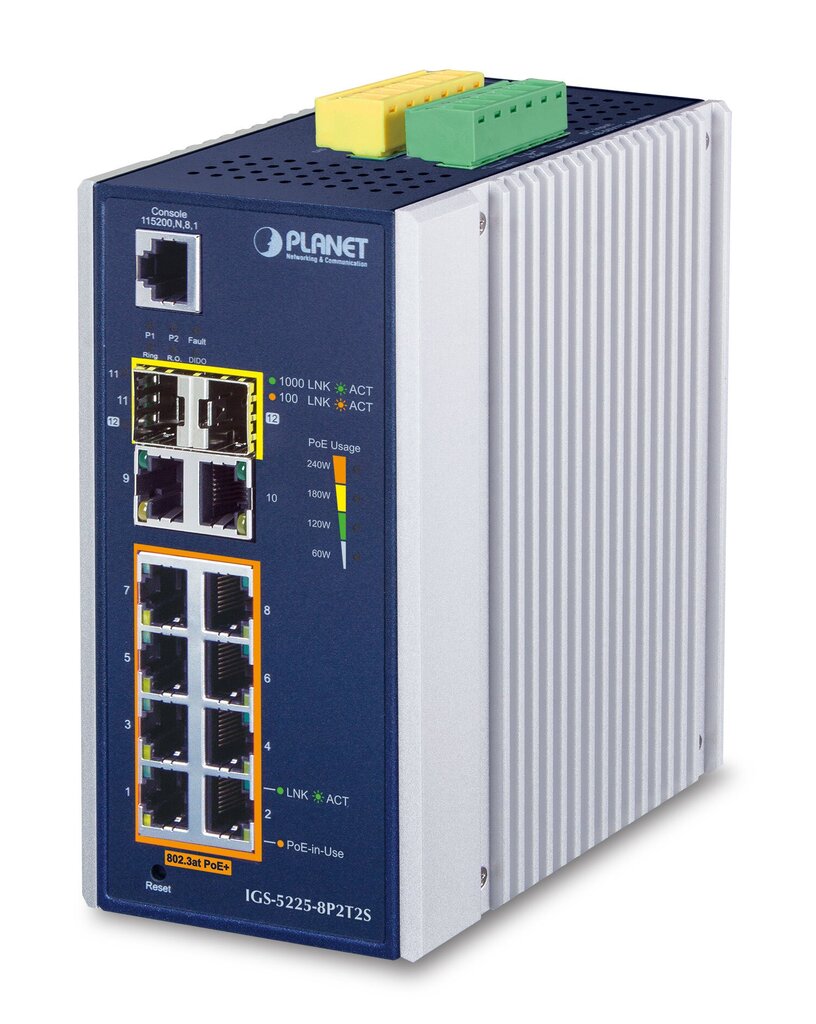 PLANET IGS-5225-8P2T2S verkkokytkin Hallittu L2+ Gigabit Ethernet (10/100/1000) Power over Ethernet (PoE) Sininen, valkoinen hinta ja tiedot | Verkkokytkimet | hobbyhall.fi