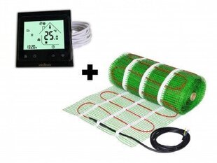 Lattialämmitysverkko Wellmo MAT (koko 1 m2) + ohjelmoitava termostaatti WTH-51.36 NEW BLACK (musta) hinta ja tiedot | Wellmo Lämmityslaitteet | hobbyhall.fi