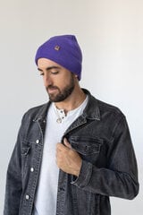 WOLF - Käännettävä Talvipipo, Violetti, Lämmin Pehmeä 100% Merinovillapipo, Beanie, Unisex hinta ja tiedot | Naisten päähineet | hobbyhall.fi