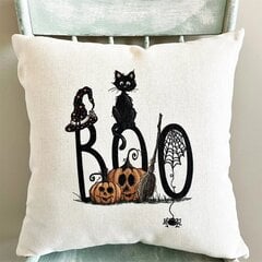 Boo October Halloween tyynynpäällinen Halloween-sisustus Syksyinen tyynynpäällinen Syksyinen sisustus Halloween-koristeet Kotilahjat emännille hinta ja tiedot | Hauskat juhlapelit ja -tuotteet | hobbyhall.fi