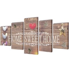 Kangas, jossa teksti "Home sweet home" seinällä 100 x 50 cm hinta ja tiedot | Taulut | hobbyhall.fi