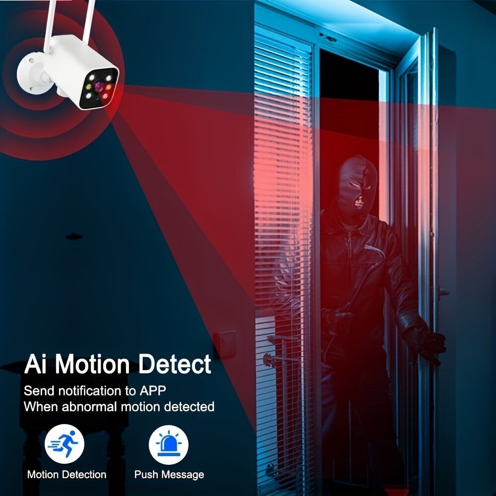 'Wifi IP Kamera, Ptz Ulko Video Valvonta Turvakamera, AI Koti Suojaus, Täysväri Yönäkö/Infra Yönäkö/Kaksiteinen Interkom/Vaaka Panorama 180 Astetta/Mobiili Hälytys/Mobiili Seuranta' hinta ja tiedot | Valvontakamerat | hobbyhall.fi