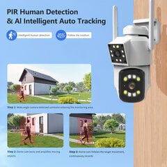 '355 asteen panoraamavalvonta WiFi ulkokamera, täysvärinen AI-liiketunnistus' hinta ja tiedot | Valvontakamerat | hobbyhall.fi
