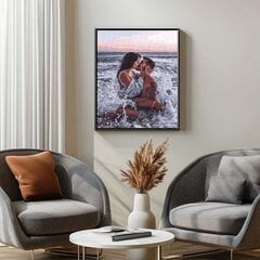 Maalaa oma mestariteos kehykselle Oh Art!, Rakastunut pari ja aallot 40x50 cm hinta ja tiedot | Maalaa numeroiden mukaan | hobbyhall.fi