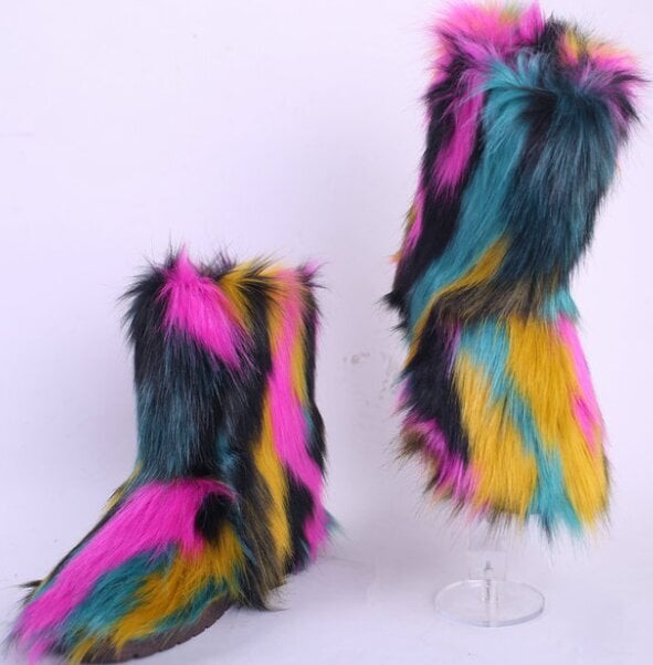 (40-A24)Uusi muoti Fox Fur Nainen Lumisaappaat Rainbow monivärinen Lady Talvisaappaat Lämpimät Saappaat Naisten Saappaat Kengät Bottes de neige femmes hinta ja tiedot | Monot | hobbyhall.fi