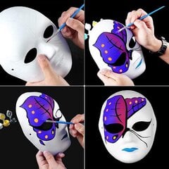 Unnosin Halloween Masquerade Paintable Horror Mask Tee-se-itse Halloween Party -pukeutumisnaamio (paperi, valkoinen, 12 kpl) hinta ja tiedot | Hauskat juhlapelit ja -tuotteet | hobbyhall.fi