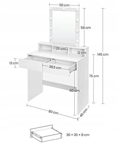 Kosmeettinen pöytä Leobert RDT114W01, valkoinen hinta ja tiedot | Peilipöydät | hobbyhall.fi