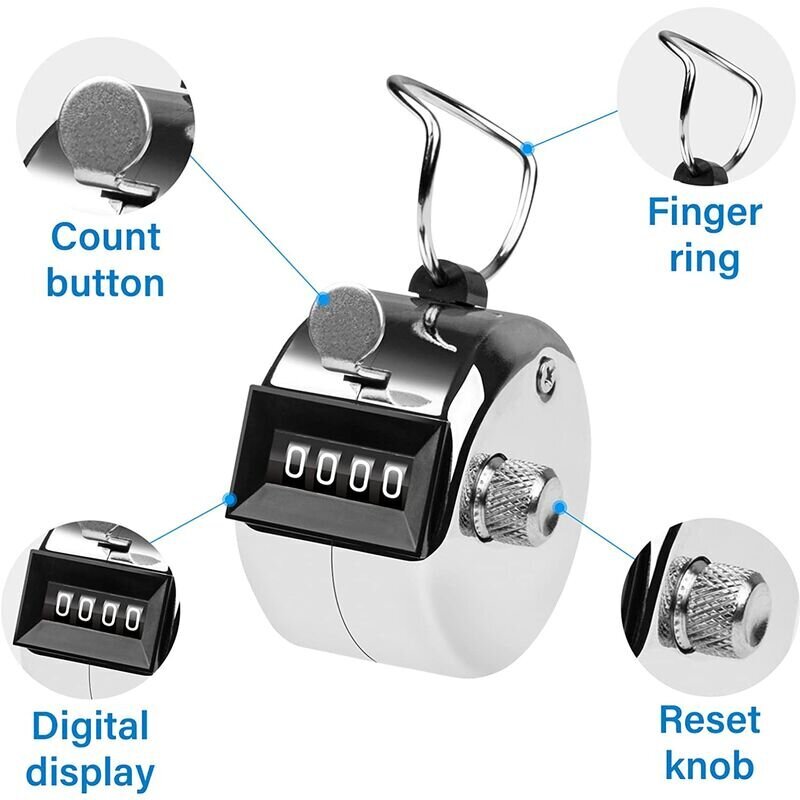 4-numeroinen napsautuslaskuri - Manuaalinen metallilaskuri - Napsautukset laskemista varten (1 PC) hinta ja tiedot | Toimistotarvikkeet | hobbyhall.fi