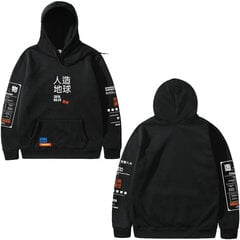 (musta-L）Japan Harajuku Hoodie Graphic Graffiti Kanji Hip Hop Streetwear hinta ja tiedot | Miesten puserot ja hupparit | hobbyhall.fi