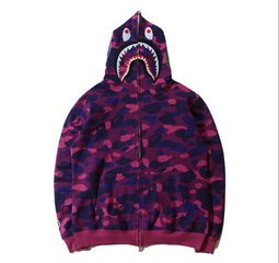 (Purppura-XL）Bape Shark -hupparit miesten rento Harajuku-huppari hinta ja tiedot | Miesten puserot ja hupparit | hobbyhall.fi