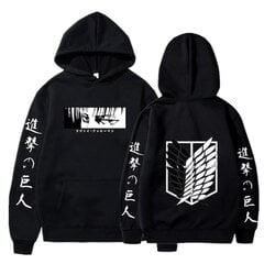 (BlackA-L）Anime Hoodie Attack on Titan Pullover Casual pitkähihainen Streetwear Harajuku Sweatshirt Miesten/ Unisex hinta ja tiedot | Miesten puserot ja hupparit | hobbyhall.fi