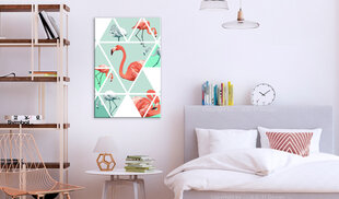 Kuva - Geometric Flamingos (1 Part) Vertical hinta ja tiedot | Taulut | hobbyhall.fi