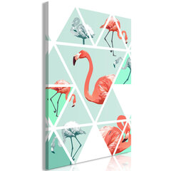 Kuva - Geometric Flamingos (1 Part) Vertical hinta ja tiedot | Taulut | hobbyhall.fi