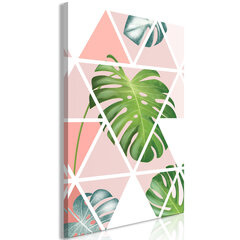 Kuva - Geometric Monstera (1 Part) Vertical hinta ja tiedot | Taulut | hobbyhall.fi