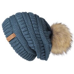 (sininen) Syksyn talvi pipo naisille Neulottu pompom-hattu Slouchy beanie-kallot naisille Musta punainen Keltainen konepelti hinta ja tiedot | Naisten päähineet | hobbyhall.fi