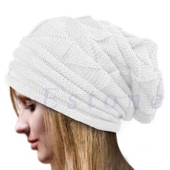 (Valkoinen)Neulottu laukkupipo Ylisuuri talvihattu Ski Slouchy Cap Skullies Pipot Naiset Miehet Talvivilla Lämmin Lippalakki Pipot Unisex hinta ja tiedot | Naisten päähineet | hobbyhall.fi