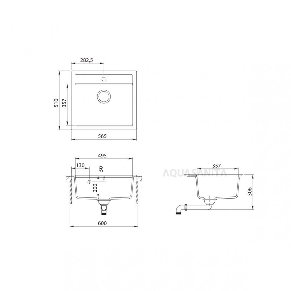 Keinotekoinen graniittinen tiskiallas Aquasanita Quadro SQQ100-221W hinta ja tiedot | Keittiöaltaat | hobbyhall.fi