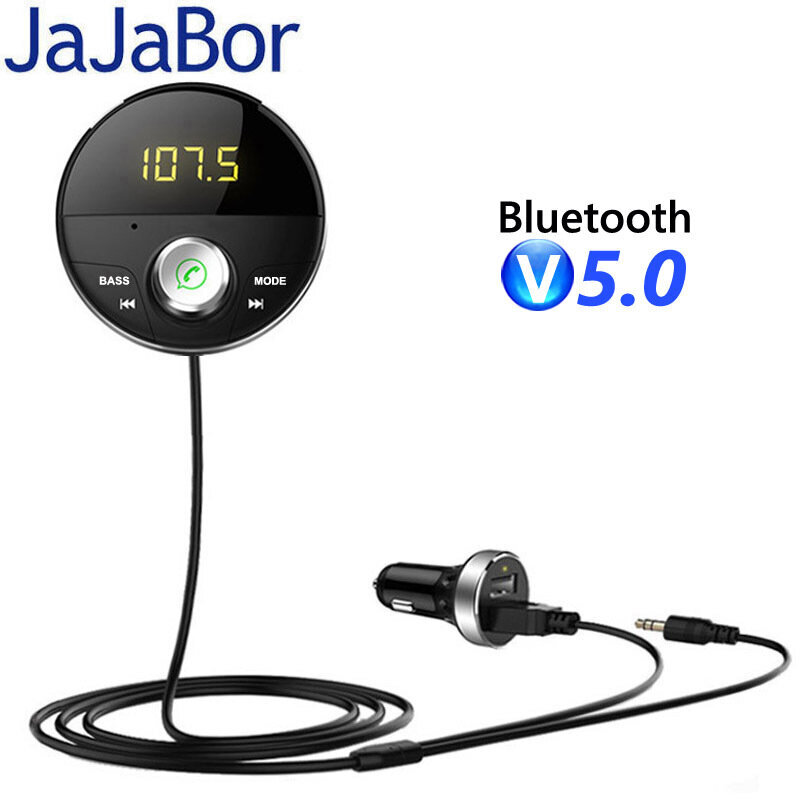 Auton Bluetooth 5.0 Handsfree Kit 3,5mm Jack AUX Audio MP3-soitin Langaton Auto Music vastaanotin Autolaturi FM-lähetin hinta ja tiedot | USB-sovittimet äänentoistoon | hobbyhall.fi