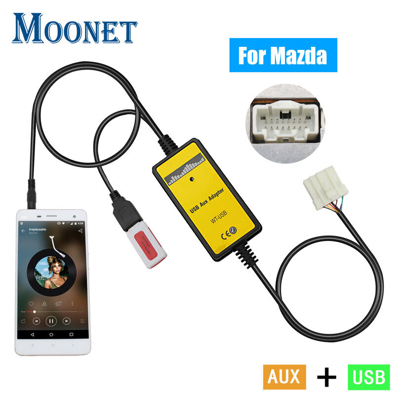 Moonet Car Audio MP3 Input AUX USB-sovitin CD-vaihtaja malleihin Mazda 3 5 6, MPV, CX7, Demio Miata/MX5 hinta ja tiedot | USB-sovittimet äänentoistoon | hobbyhall.fi