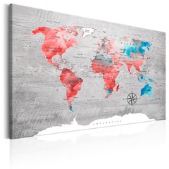 Kuva - World Map: Red Roam hinta ja tiedot | Taulut | hobbyhall.fi