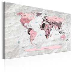 Kuva - World Map: Pink Continents hinta ja tiedot | Taulut | hobbyhall.fi