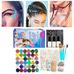 Glitter Tattoo Kit Väliaikainen tatuointisetti 24 kimaltavaa väriä 93 kuviota mallit Vartalokynsi Glitter Art Paint Party Tattoo Meikki hinta ja tiedot | Manikyyri- ja pedikyyritarvikkeet | hobbyhall.fi