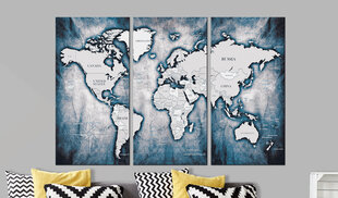 Kuva - World Map: Ink Triptych hinta ja tiedot | Taulut | hobbyhall.fi